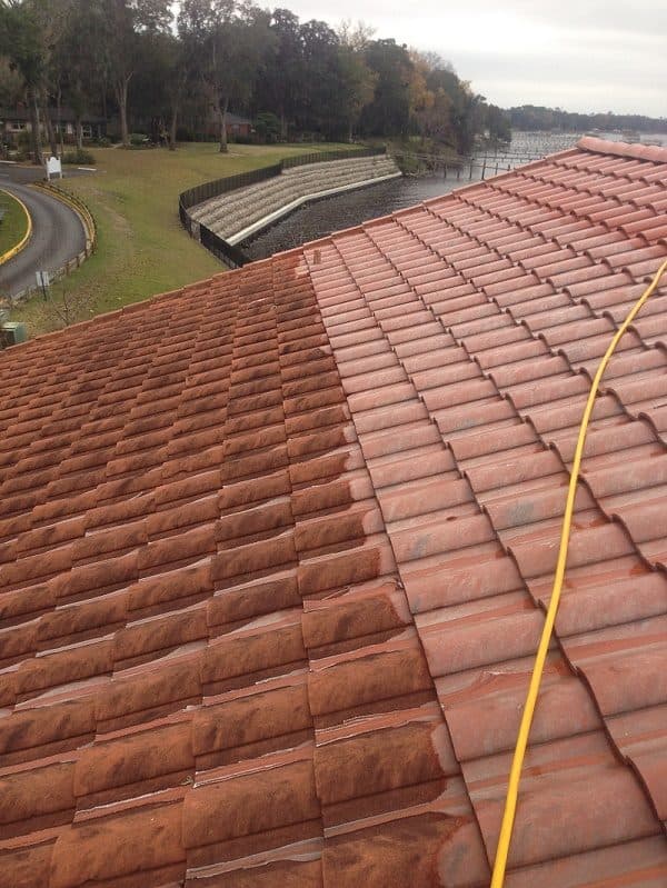 Tile roof replacement on a Florida-style residential home